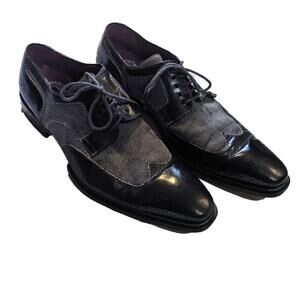 Mezlan Remo Herringbone Brogue Dress Shoe Men's Size 10 in Black